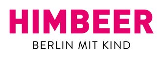 Das Logo des Himbeer-Verlags, mit dem Wort "Himbeer" in pink, den Wörtern "Berlin mit Kind" in schwarz.