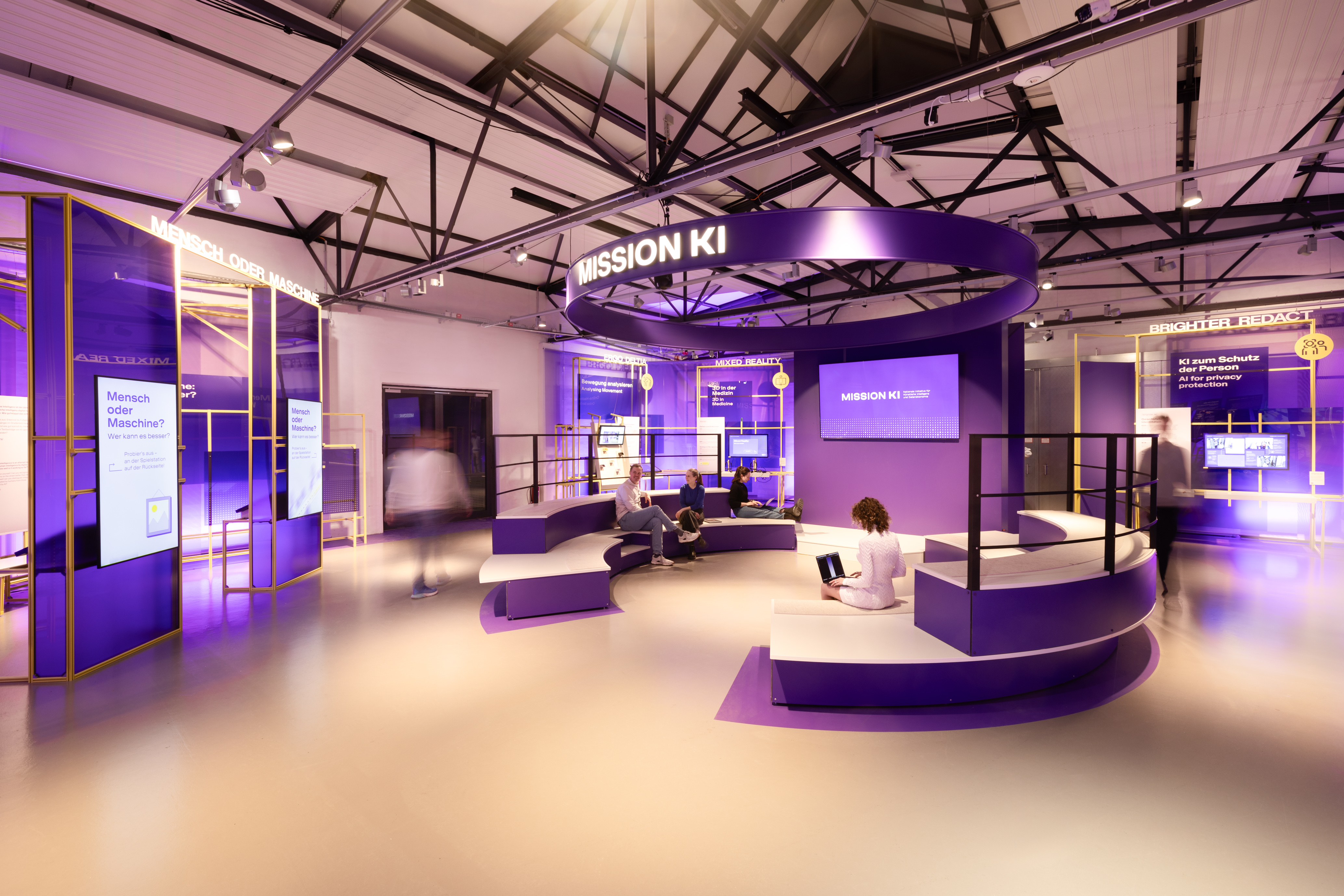 Virtuell erstellte Anmutung der KI-Ausstellung im Deutschen Technikmuseum